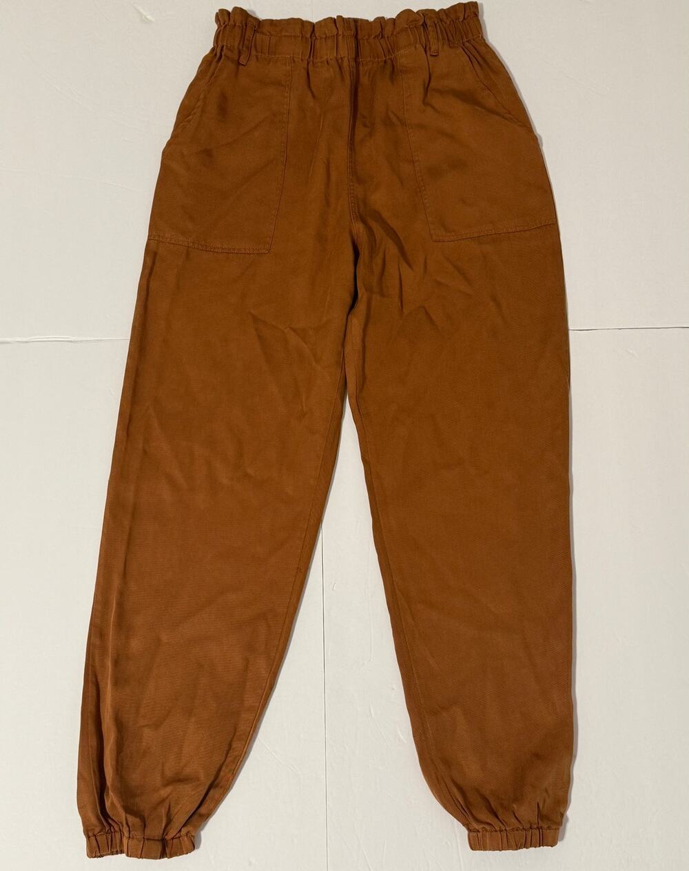 Easel Elastic Waist Tencel Jogger Pants, Caramel Brown, Size M